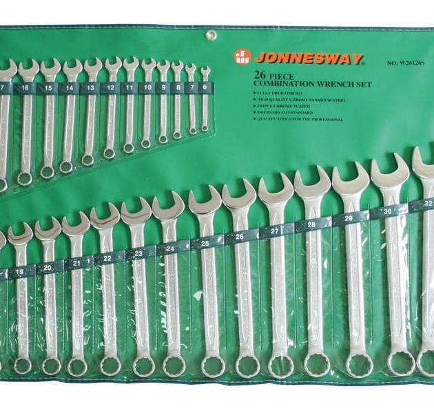 Jonnesway W26126S 26Pc German Type Combination Spanner Set